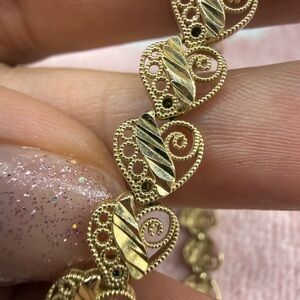 14k solid gold heart bracelet